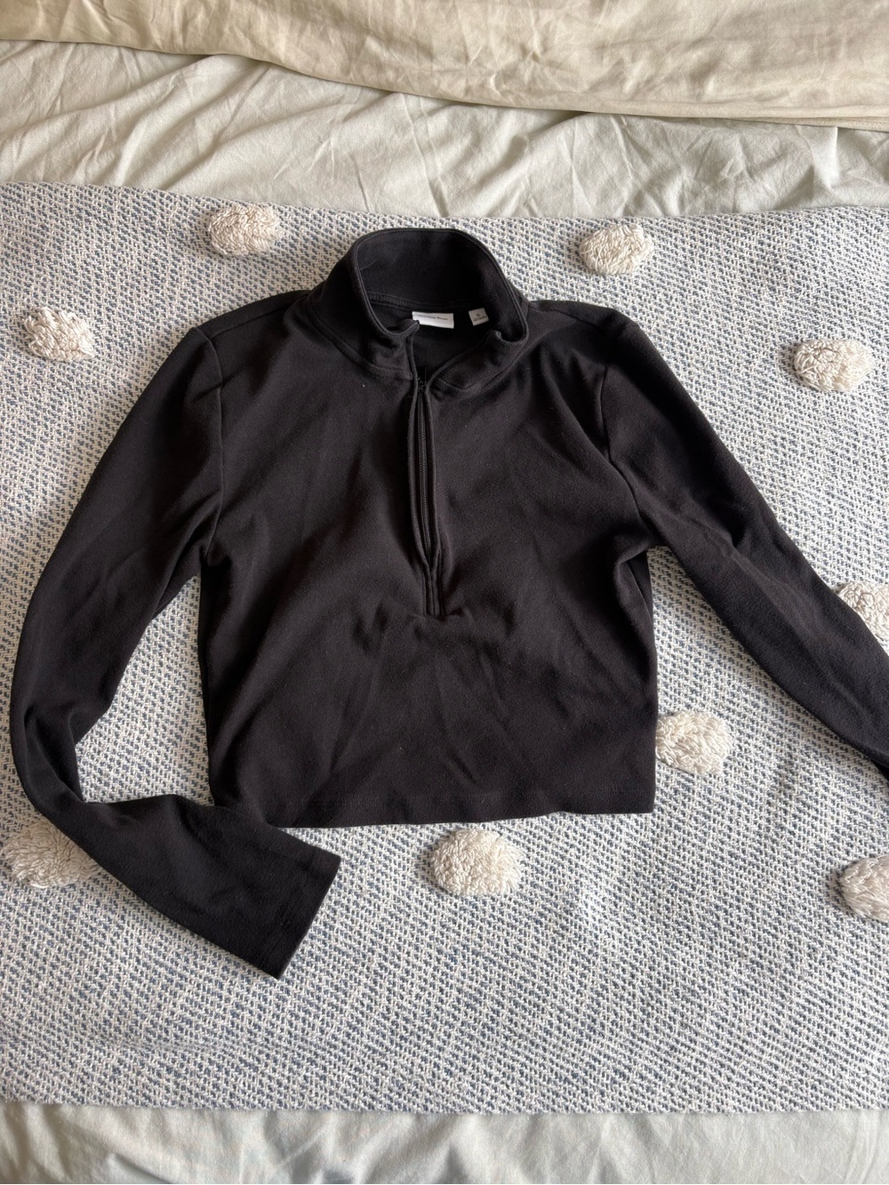 Sunday Best black half zip crop top